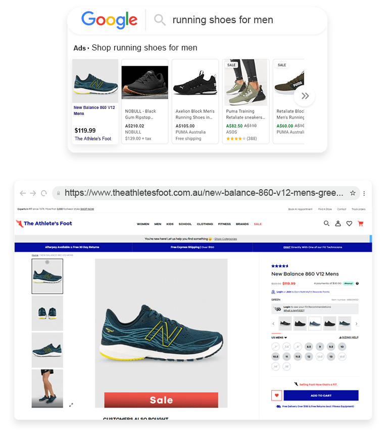 The Athlete's Foot Outreach Shopping Longtail UX
