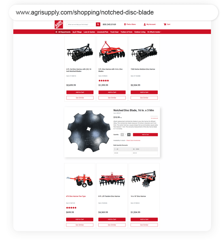 Agri Supply Outreach Shopping Longtail UX