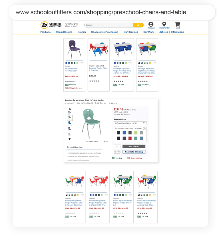 School Outfitters Outreach Shopping Longtail UX