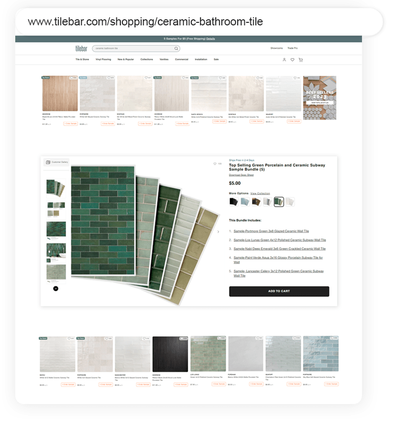 TileBar Outreach Shopping Longtail UX