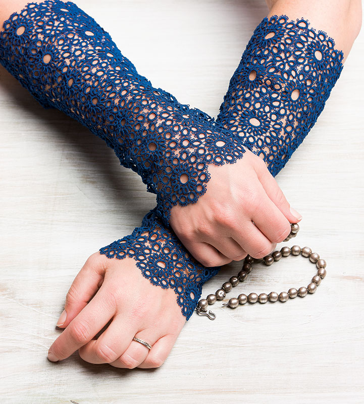 Slip On a Pair of Elegant Tatted Fingerless Gloves from PieceWork