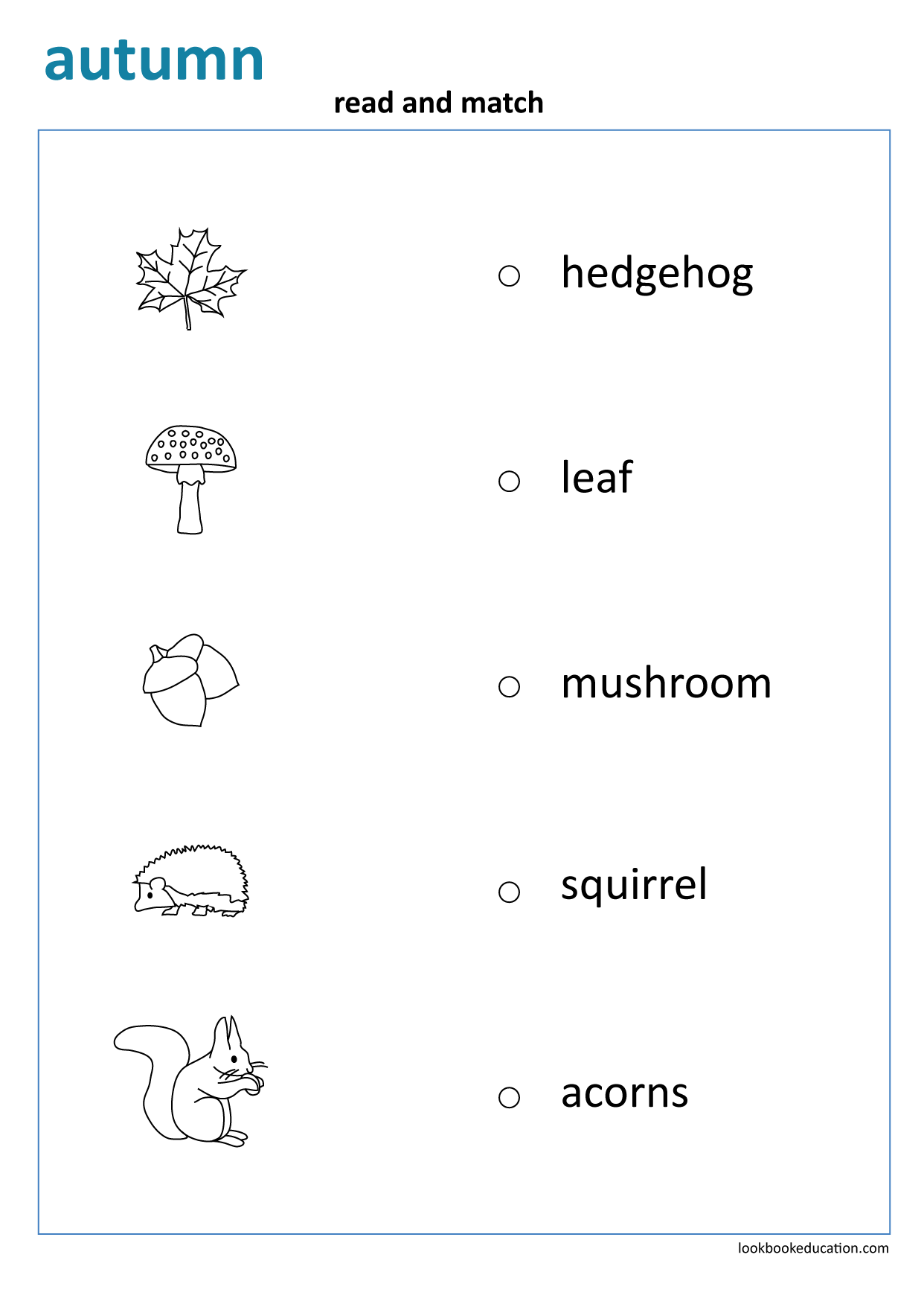 Worksheet Read and Match Autumn