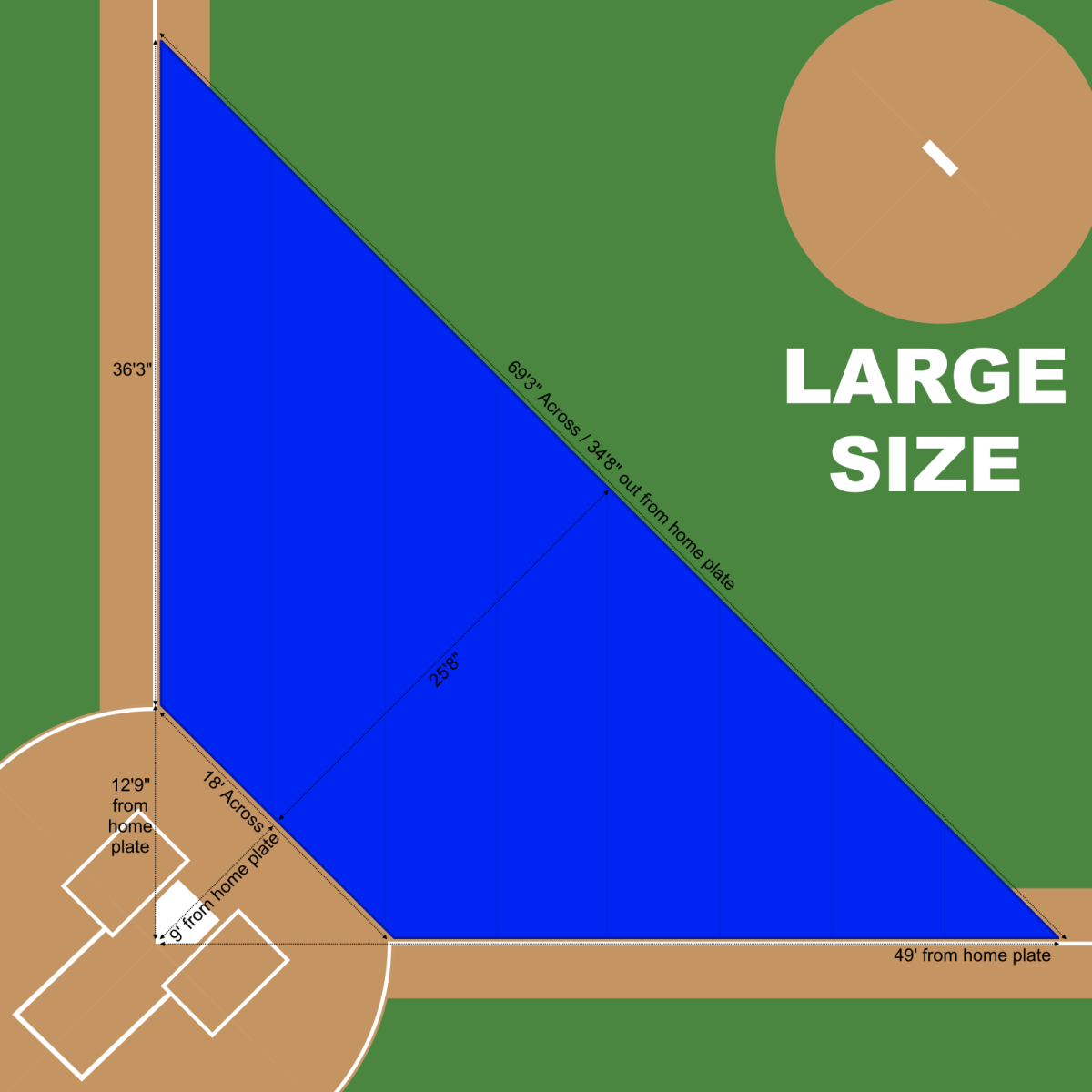 Baseball Batting Practice Mesh Infield Turf Protector Tarp Trapezoid