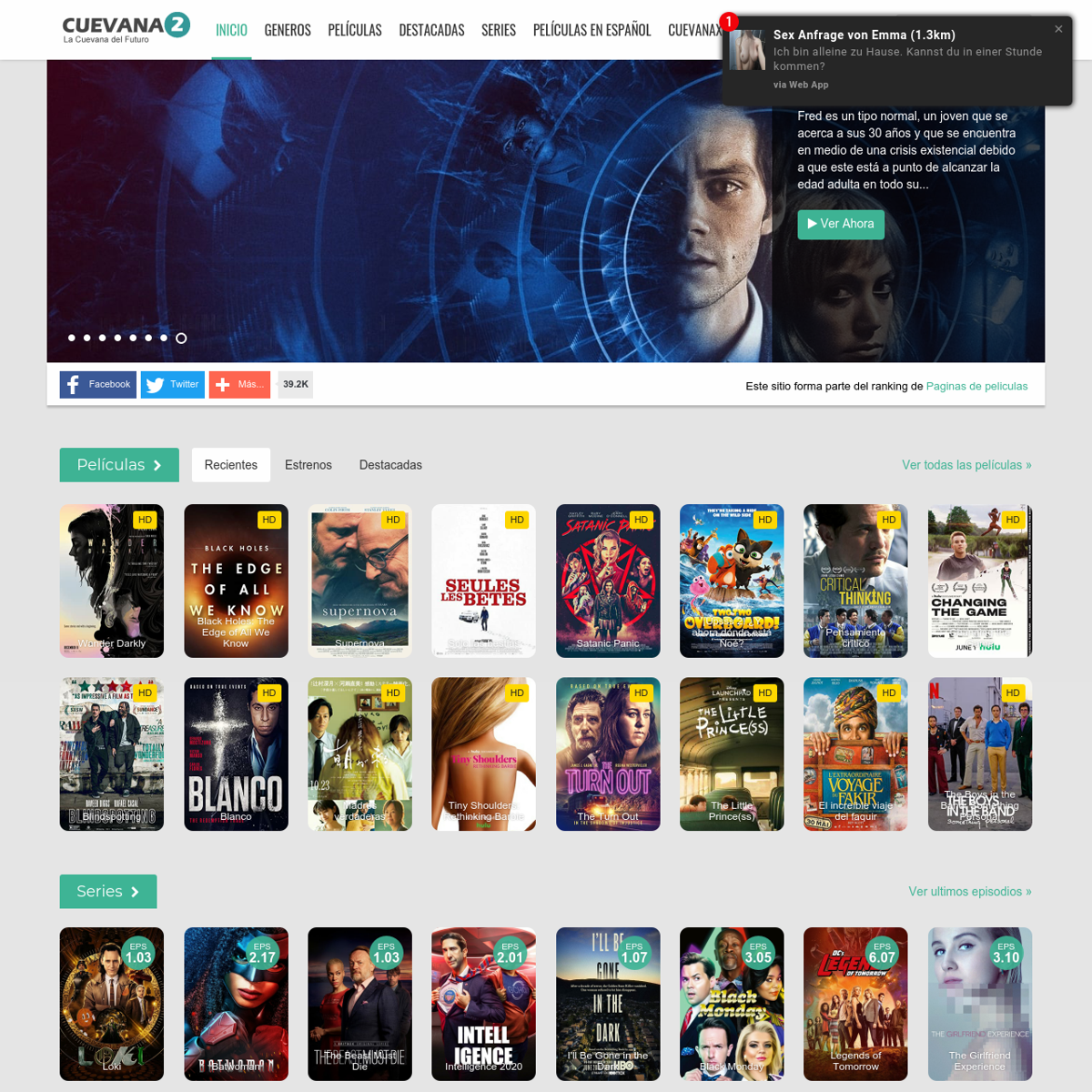 Capture of http//cuevana2.io/