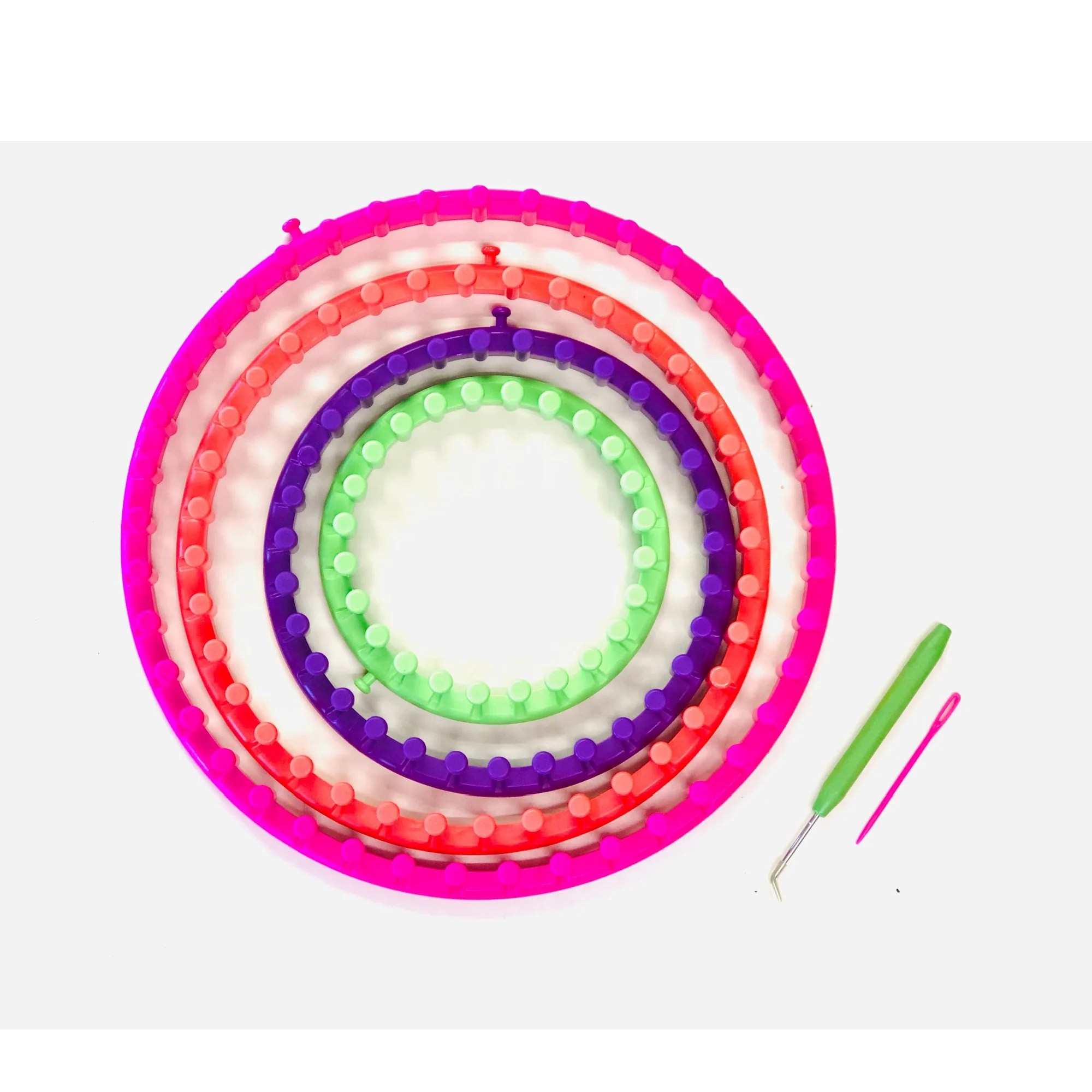 Loops and Threads Round Knitting Loom Set Includes 4 Looms, Hook