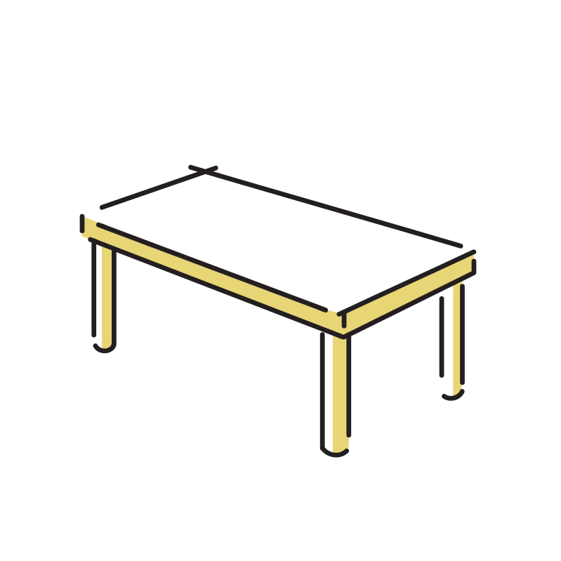 学校の机と椅子のイラスト02 | イラスト無料・かわいいテンプレート 長机のイラスト | Loose Drawing | 無料で商用利用可なフリーイラスト