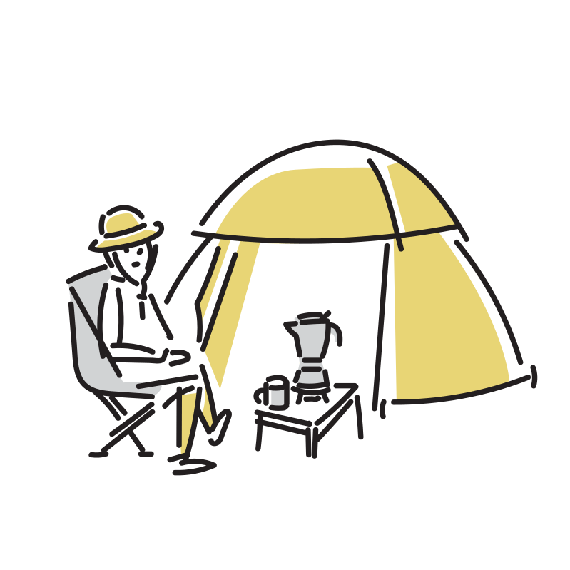 テントでキャンプするイラスト（アウトドア） Loose Drawing