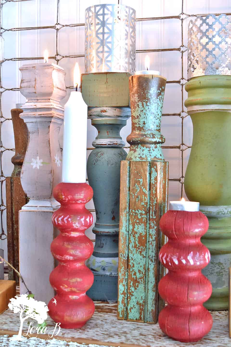 DIY Repurposed Candlesticks with Sheet Metal Shades Lora Bloomquist