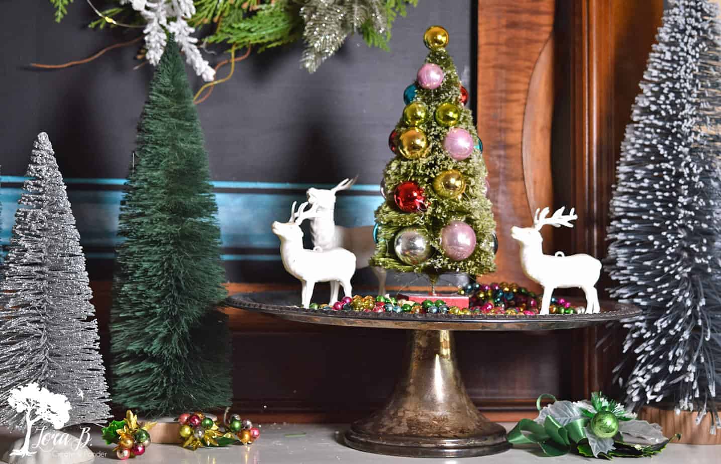 Christmas Mantel with Bottle Brush Trees Lora BloomquistCreate & Ponder