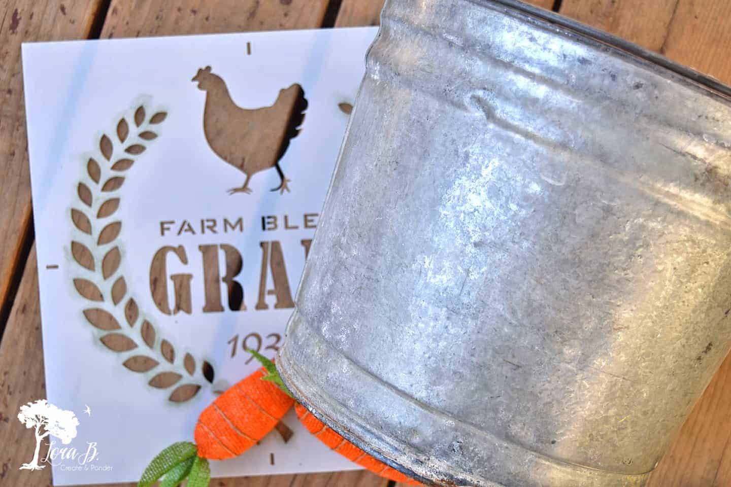 DIY Stenciled Galvanized Bucket Gift Idea Lora BloomquistCreate & Ponder
