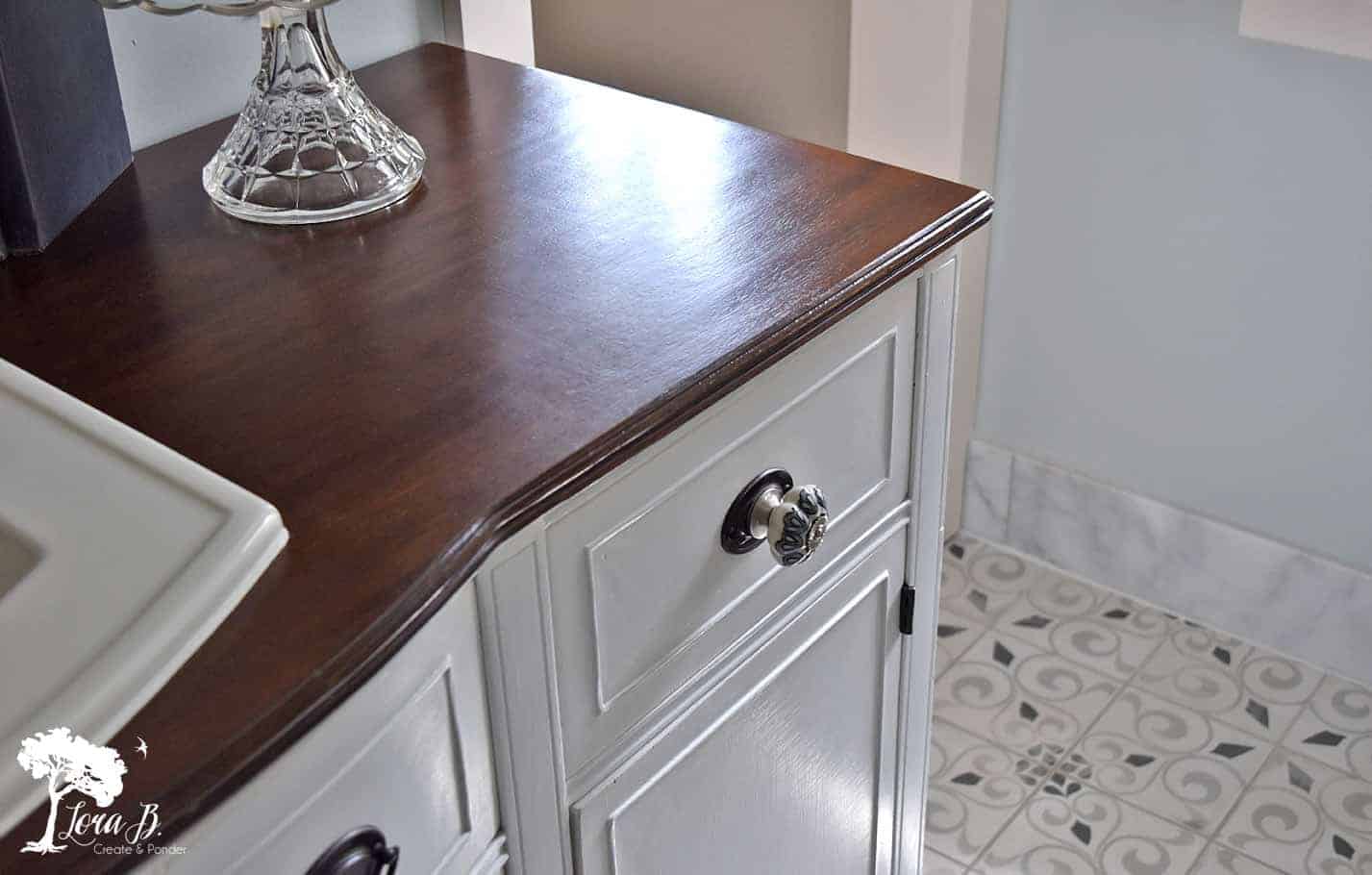 How to Repurpose a Vintage Buffet into a DIY Bathroom Vanity Lora