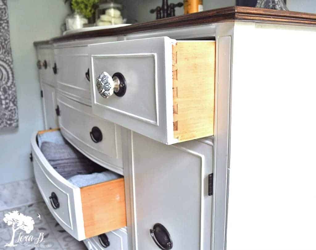 How to Repurpose a Vintage Buffet into a DIY Bathroom Vanity Lora B