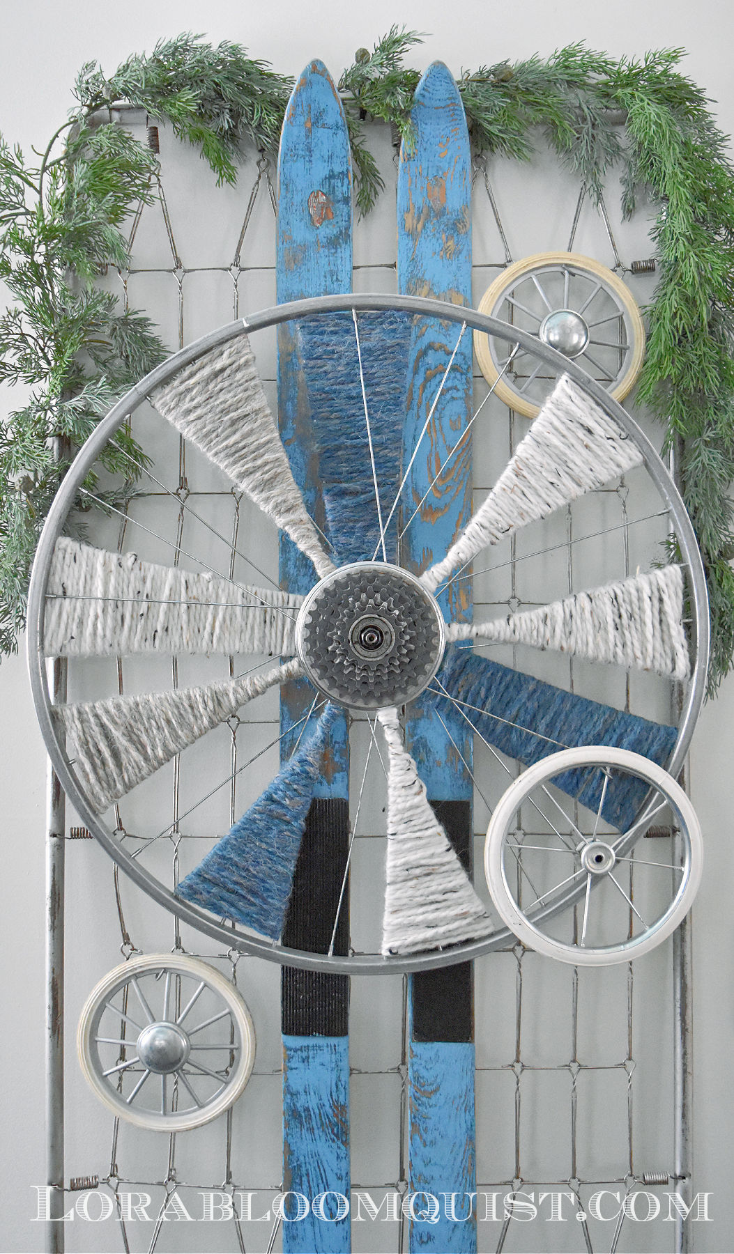 Upcycled Bicycle Wheel Art Lora BloomquistCreate & Ponder