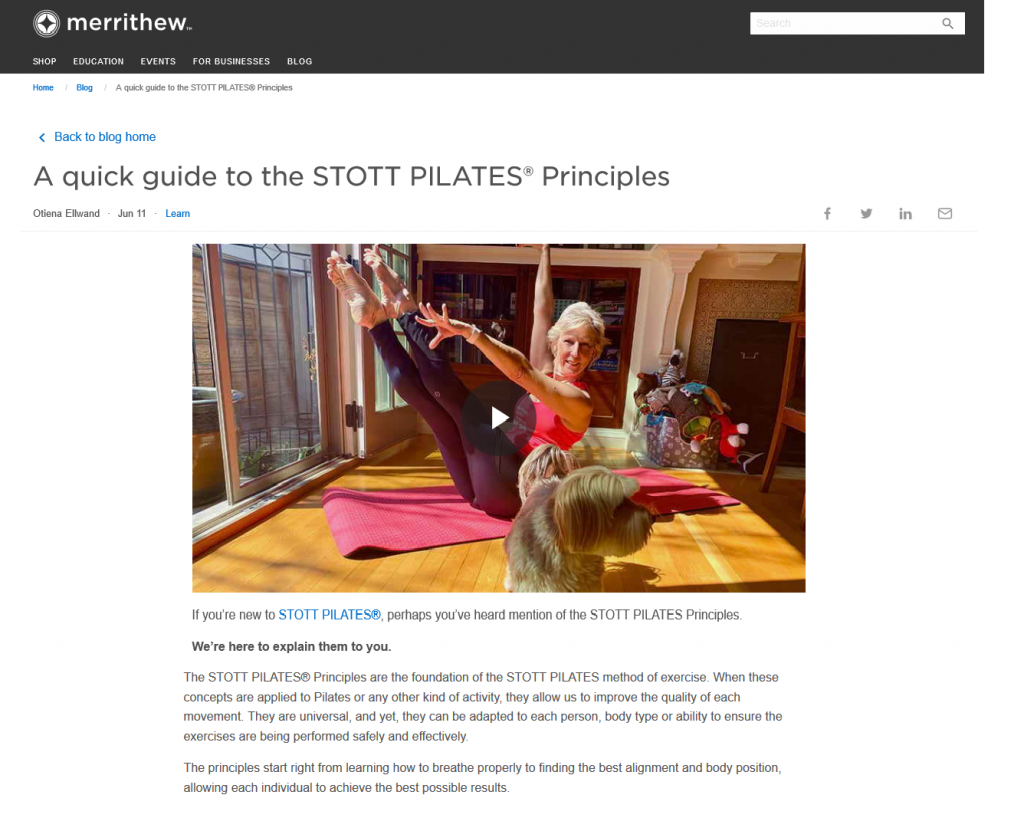 A quick guide to the STOTT PILATES® Principles Loretta（ロレッタ）