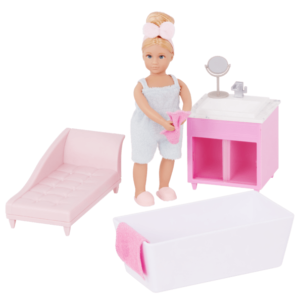 Adelina’s Bathtub Set 6inch Doll & Dollhouse Furniture Lori
