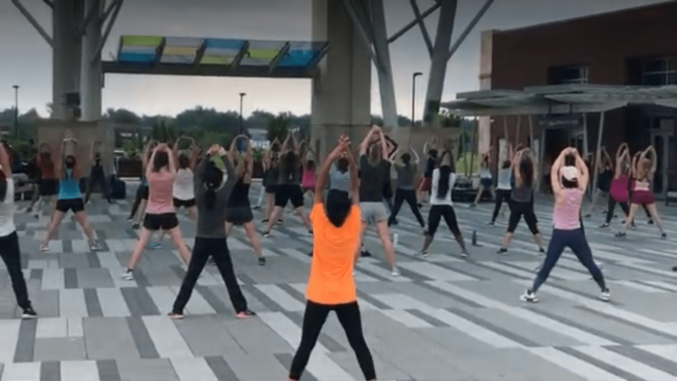 Photo of a Zumba class being taught by Lori Kaufman