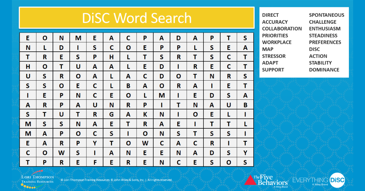 DiSC Word Search Activity Lori Thompson Training