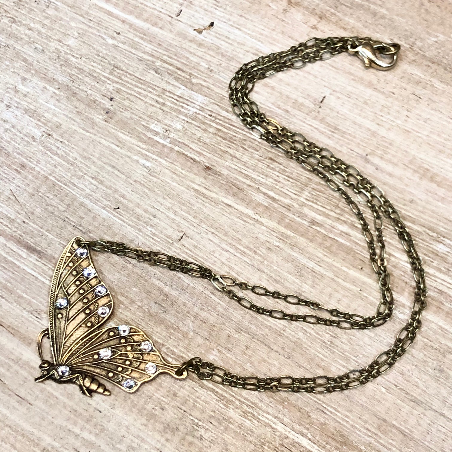 Butterfly In Flight Crystal Necklace lorraine frances