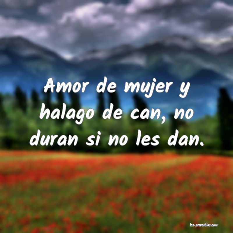 Amor de mujer y halago de can, no duran si no les dan.