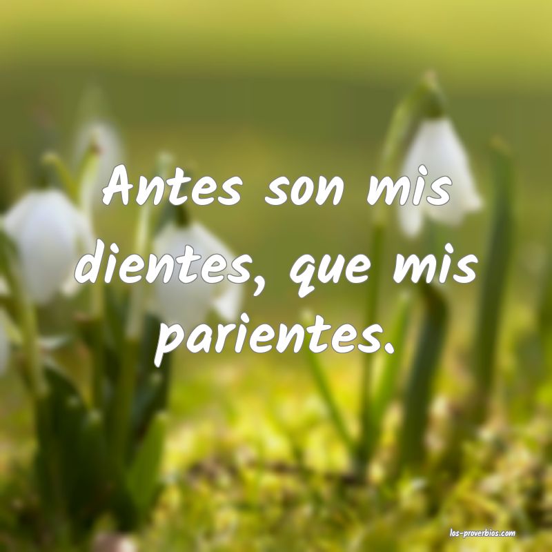 Antes son mis dientes, que mis parientes.