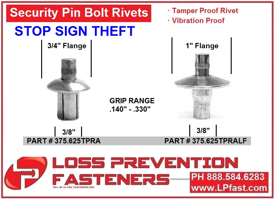 Security Rivets Loss Prevention Fasteners