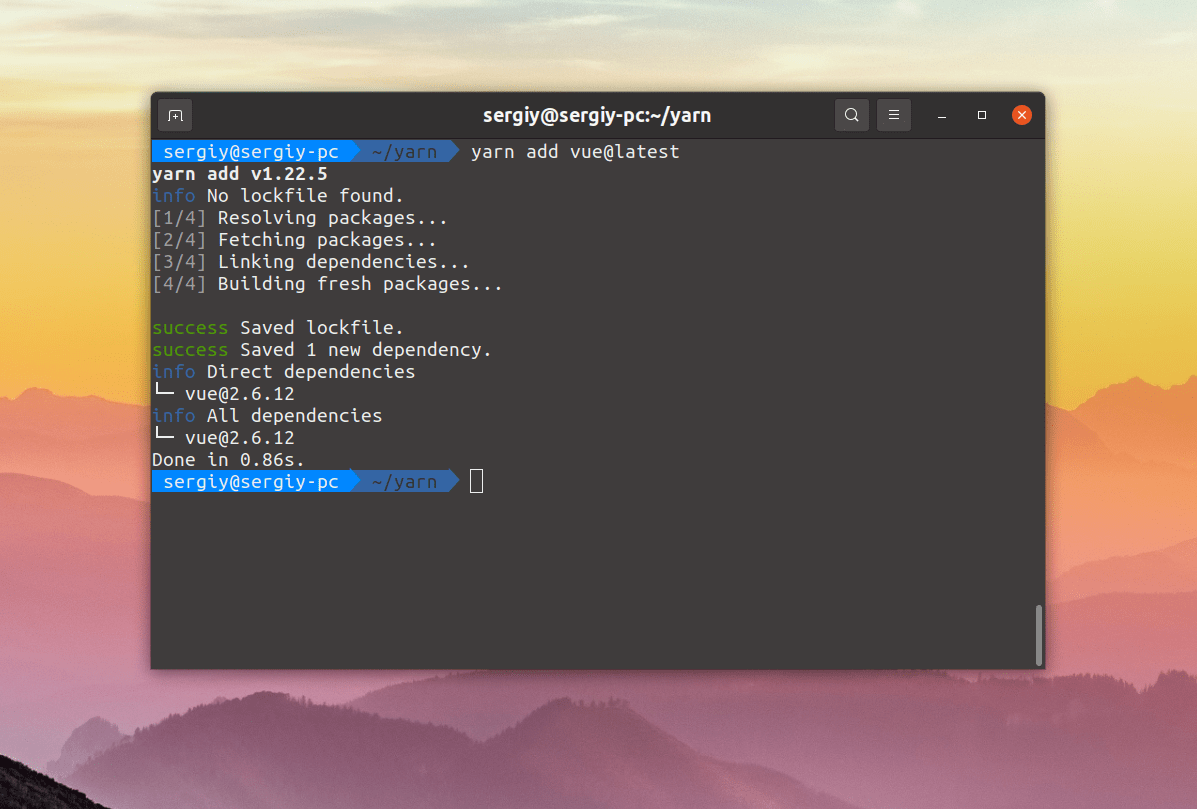 Установка yarn в Ubuntu Losst