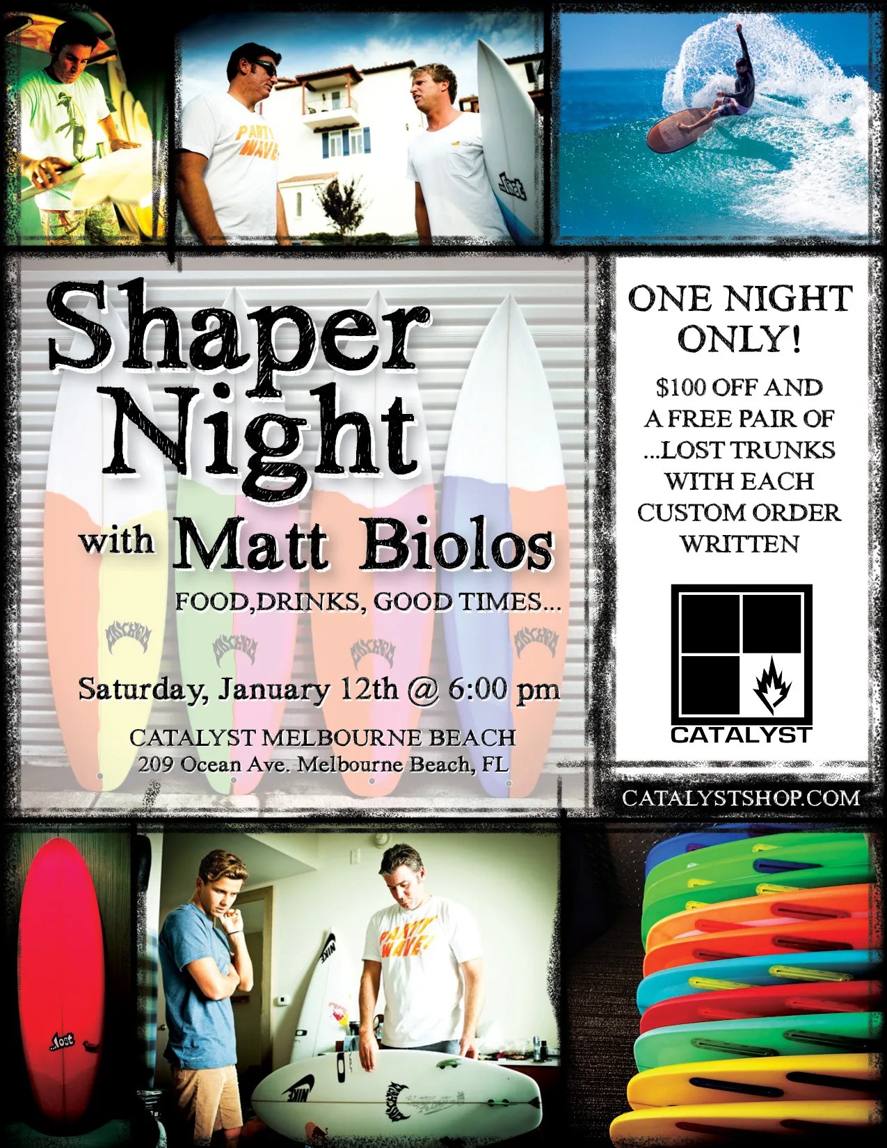 SHAPER NIGHT JAN 12th AT CATALYST MELBOURNE BEACH Lost Surfboards by Mayhem