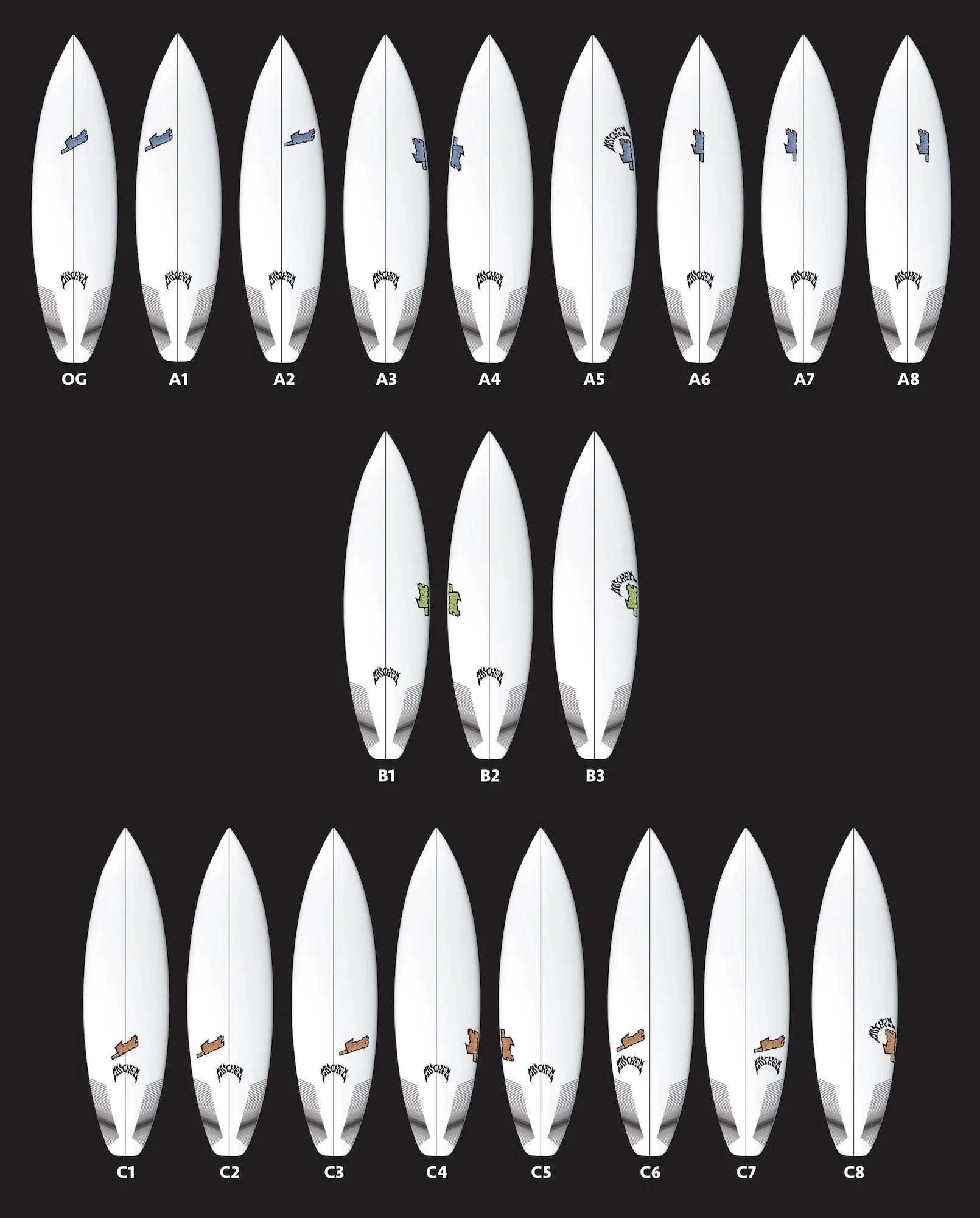 Custom Logo Placement LOST Surfboards Mayhem Shapes & Designs