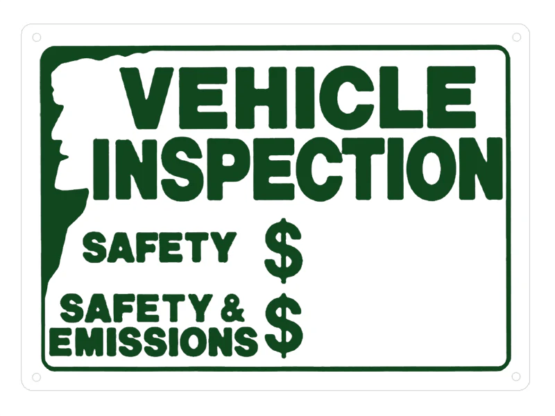 NH State Vehicle Inspection Fee Sign
