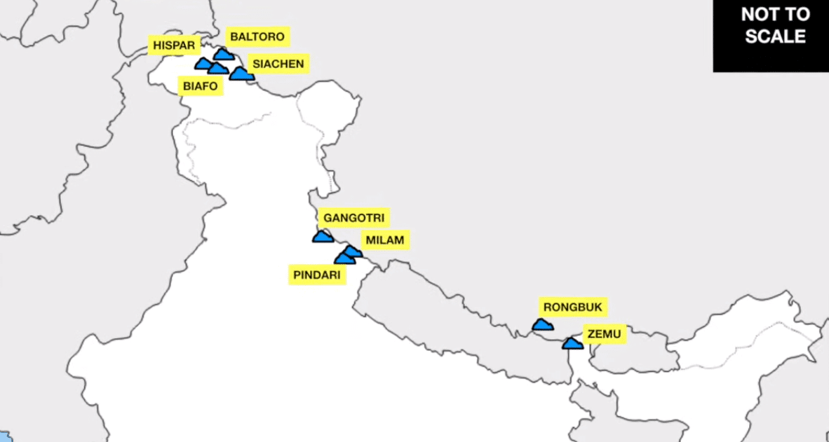Glaciers In India Map Important Glaciers In India UPSC
