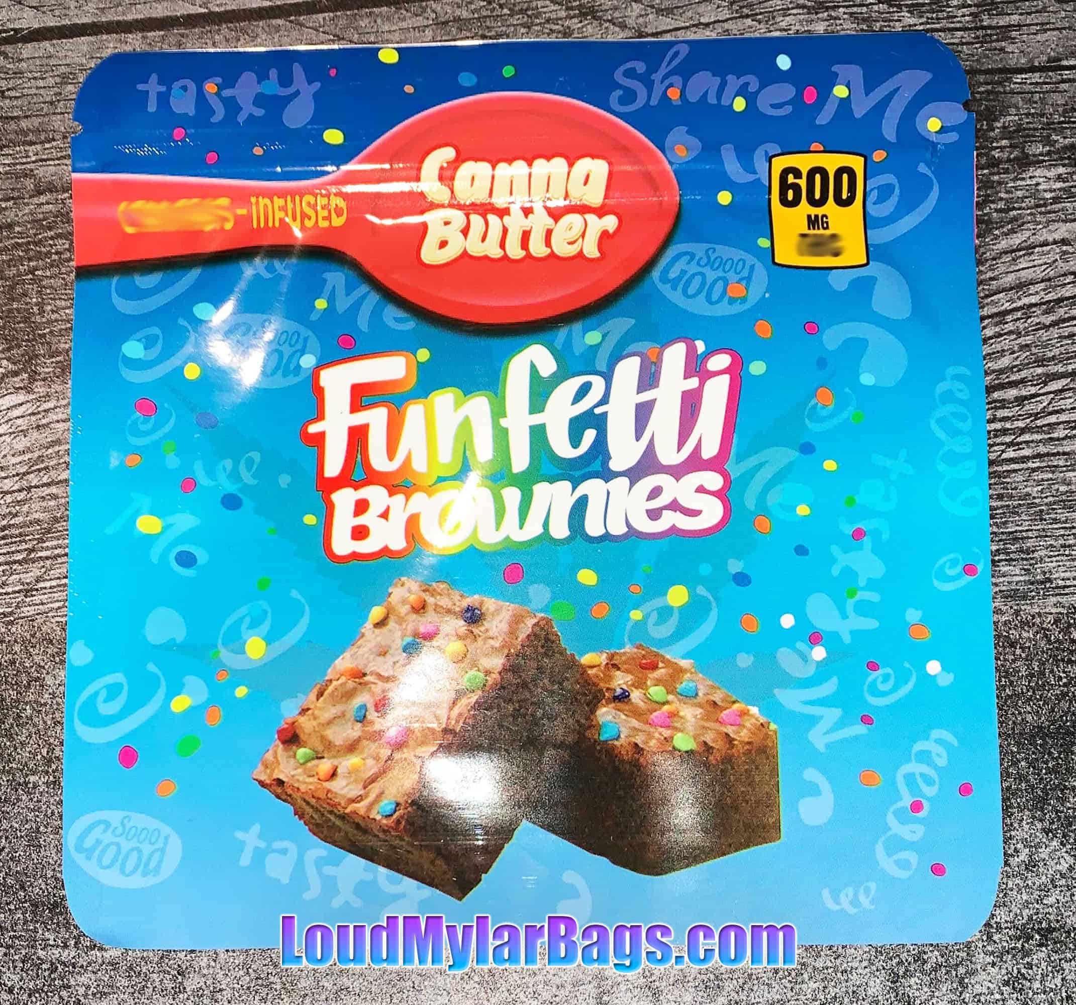 Canna Butter Funfetti Brownies 600mg Mylar Bags Loud Mylar Bags