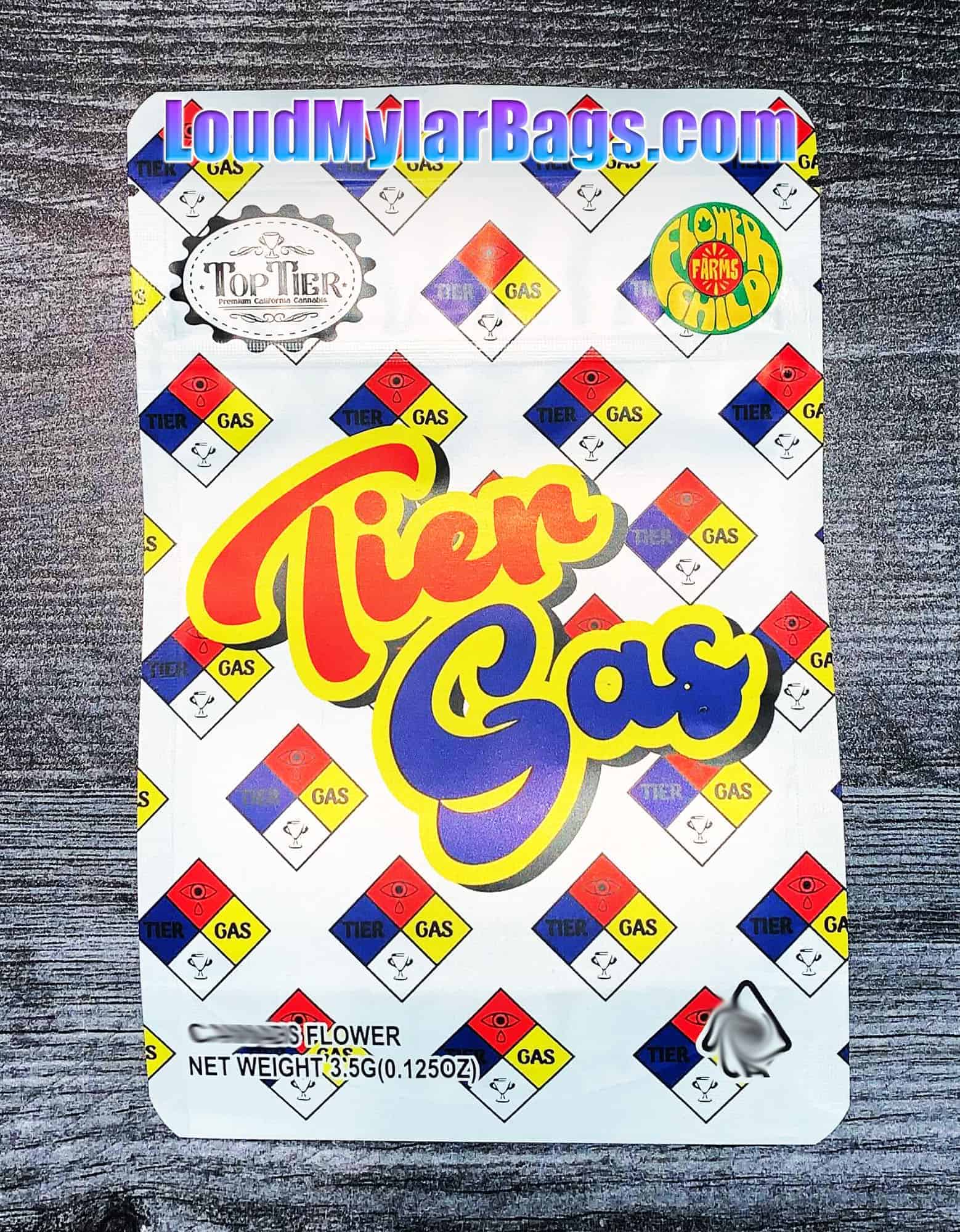 Tier Gas By Top Tier X Flower Child Farms 3.5 8th Mylar Bags Loud