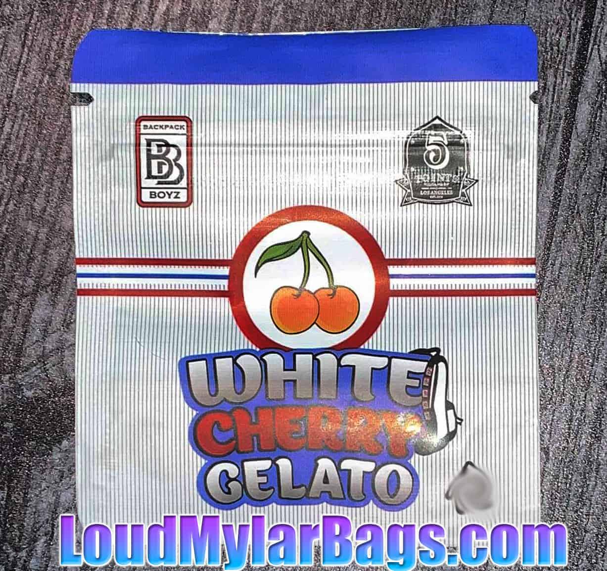 Backpack Boyz White Cherry Gelato 1g Empty Mylar Bags Loud Mylar Bags