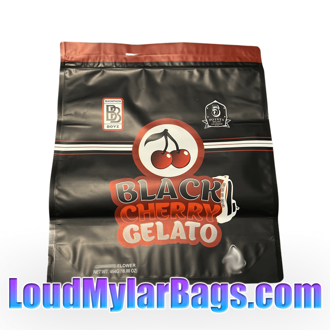 Backpack Boyz Black Cherry Gelato 1 LB Bag Loud Mylar Bags