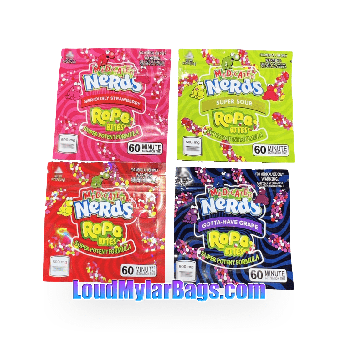 Edible Medicated Nerd Rope BITES Mylar Bags *Assorted* EMPTY BAGS