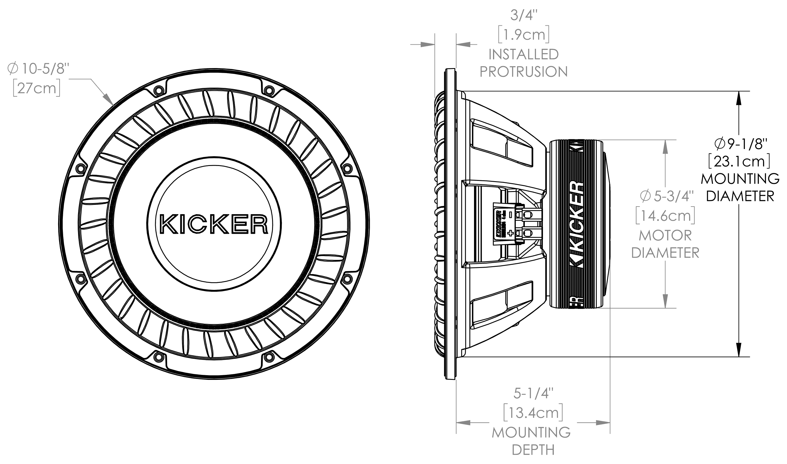 KICKER Competition Gold 50GOLD104 10″ Subwoofer
