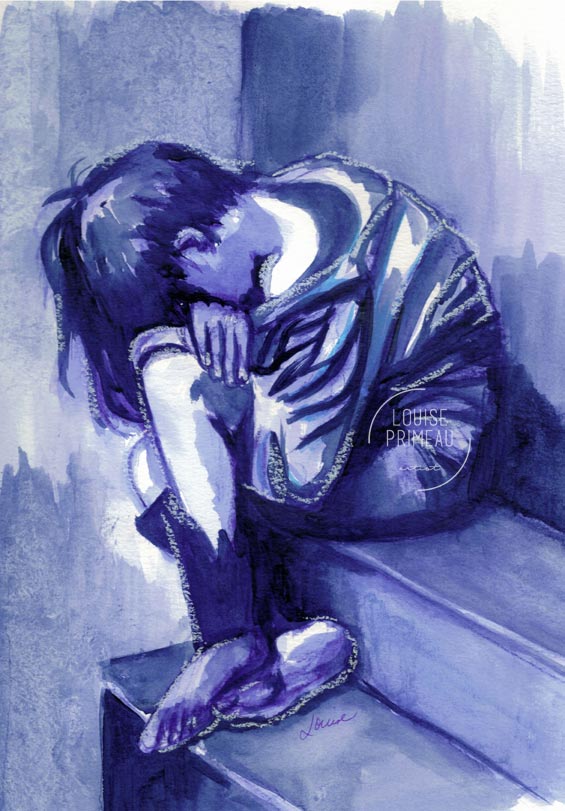 Expressive monochromatic sketches in blue Louise's ARTiculations