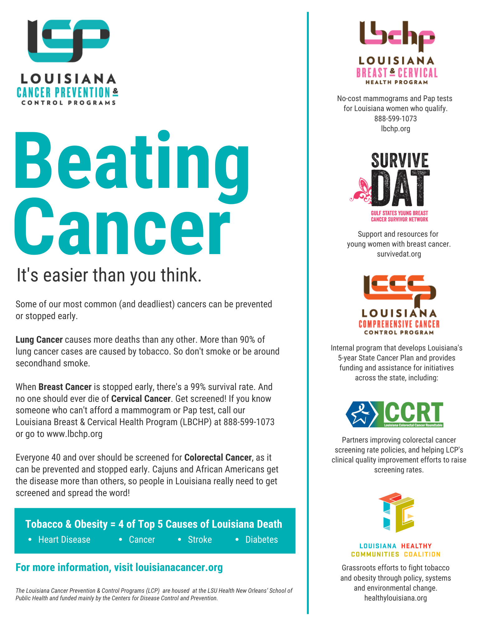 Materials Louisiana Cancer Prevention and Control Programs