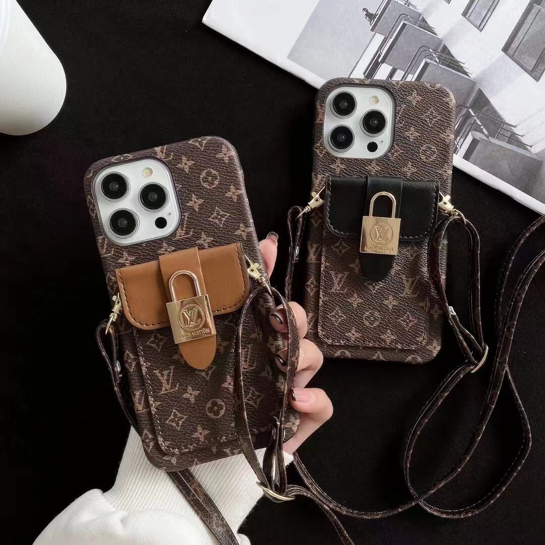 Louis Vuitton Crossbody Back Wallet Case for iPhone 11 12 13 14 Pro Max