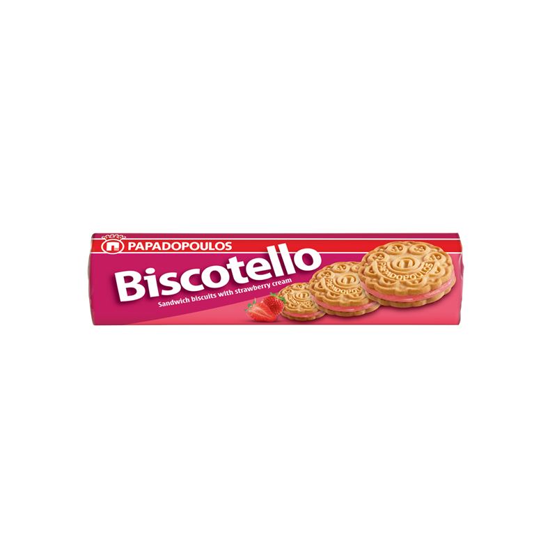 Strawberry Cream Biscotello Sandwich Cookies 200g Loumidis Foods