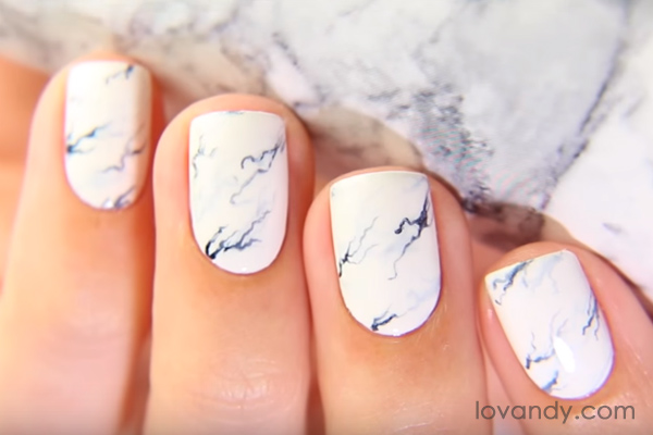 DIY How To Do White Marble Nails Step By Step