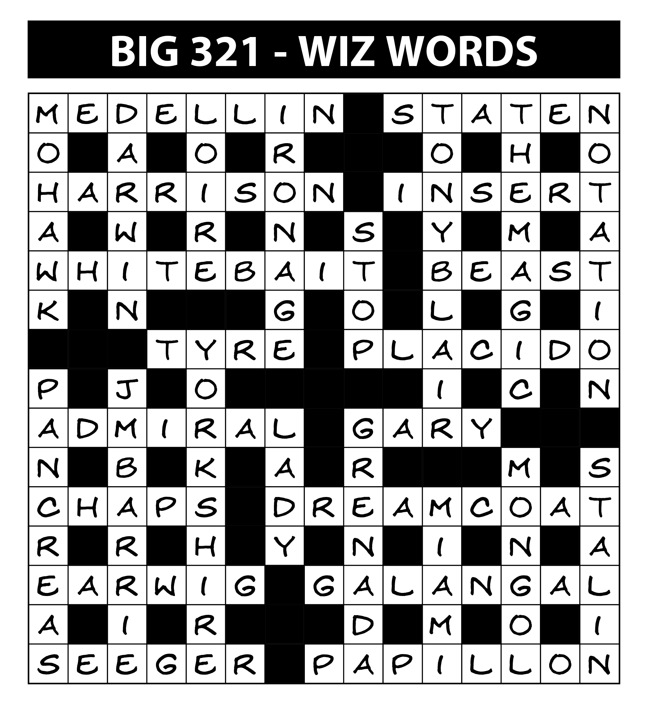 BIG Competition Solutions Issue 321 Lovatts Crossword Puzzles Games