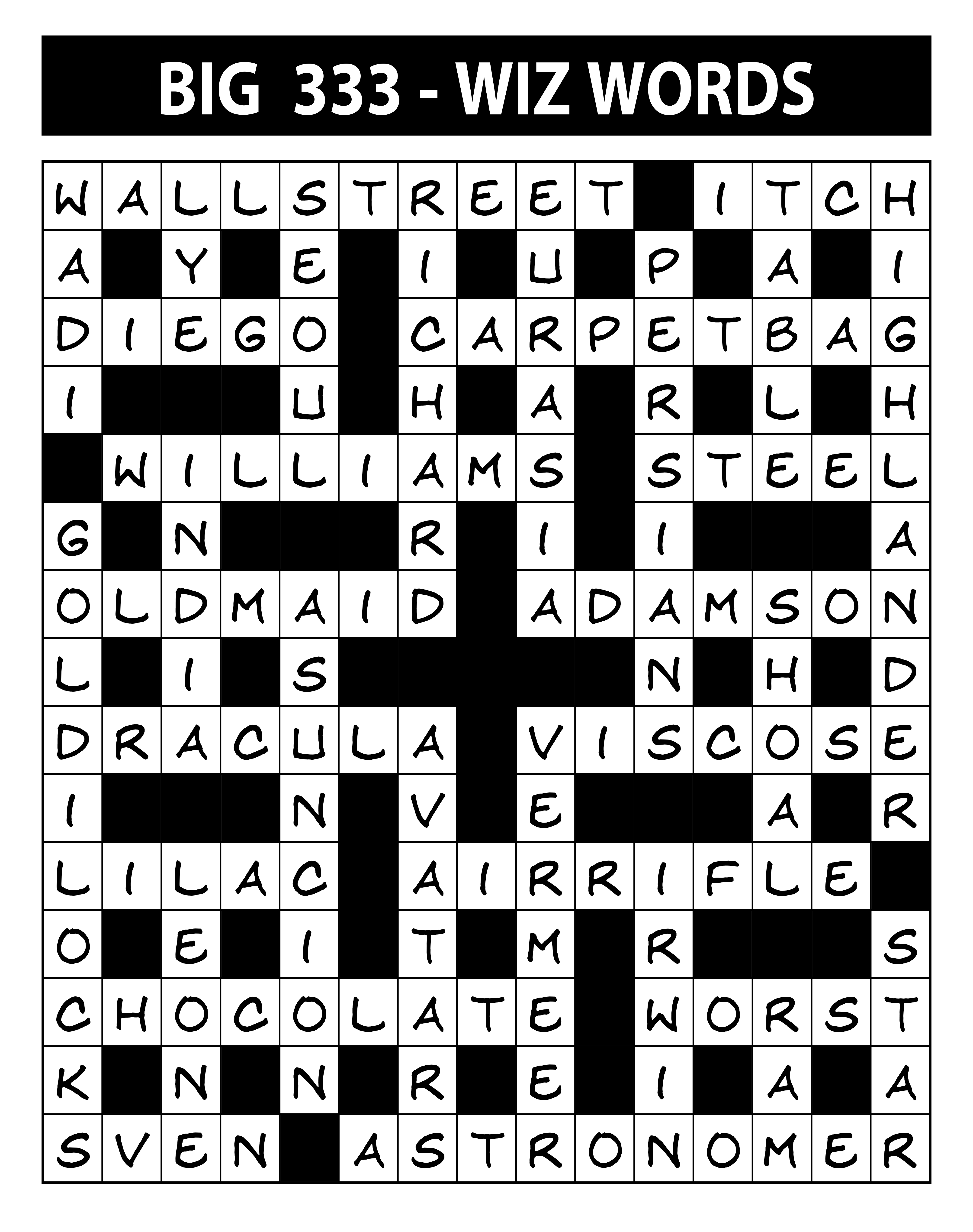 BIG Competition Solutions Issue 333 Lovatts Crossword Puzzles Games