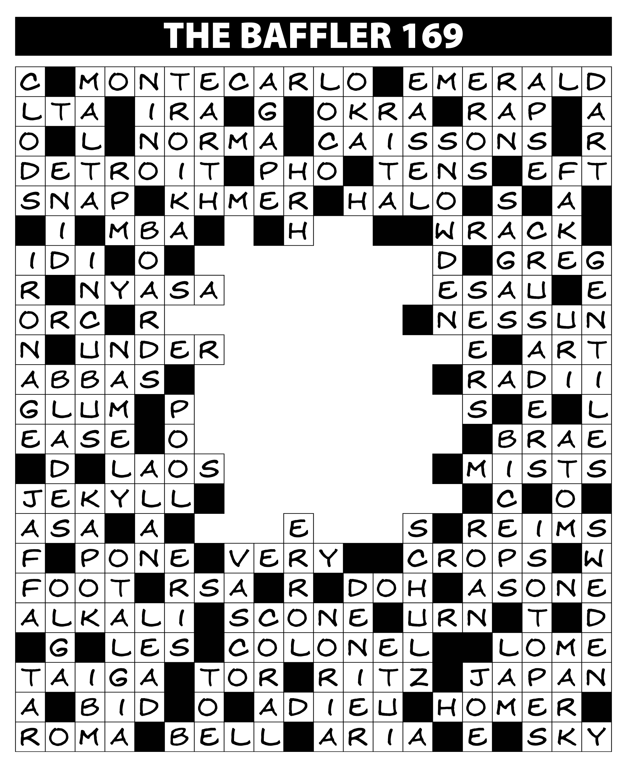 Colossus 169 Competition Solutions Lovatts Crossword