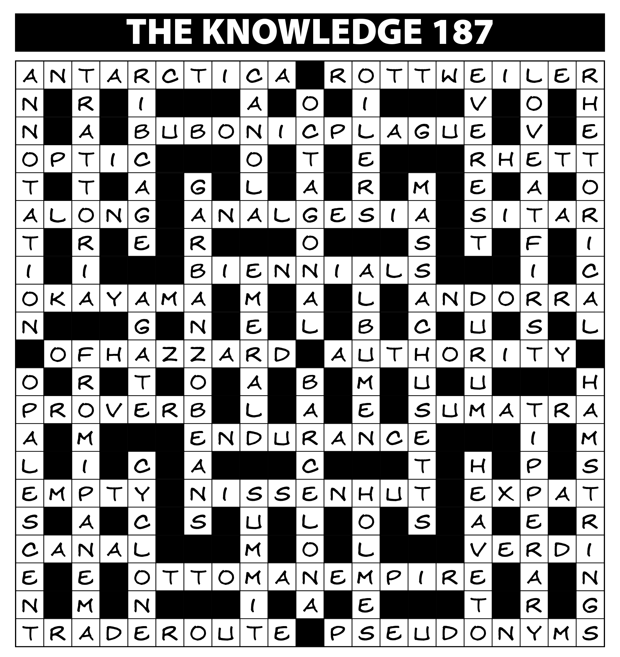 Colossus 187 Competition Solutions Lovatts Crossword Puzzles Games