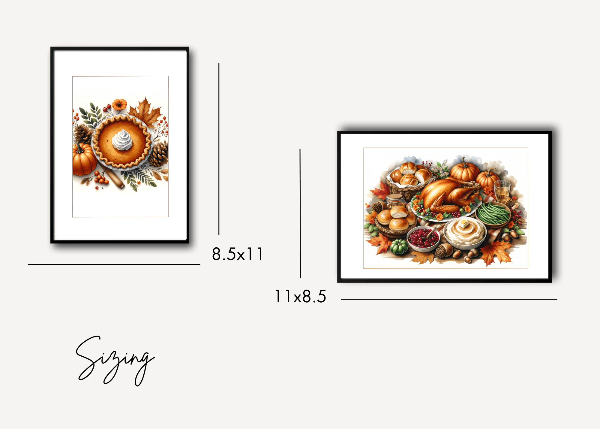 Thanksgiving Printable Food Gallery Wall Art Bundle 5 Prints Love and