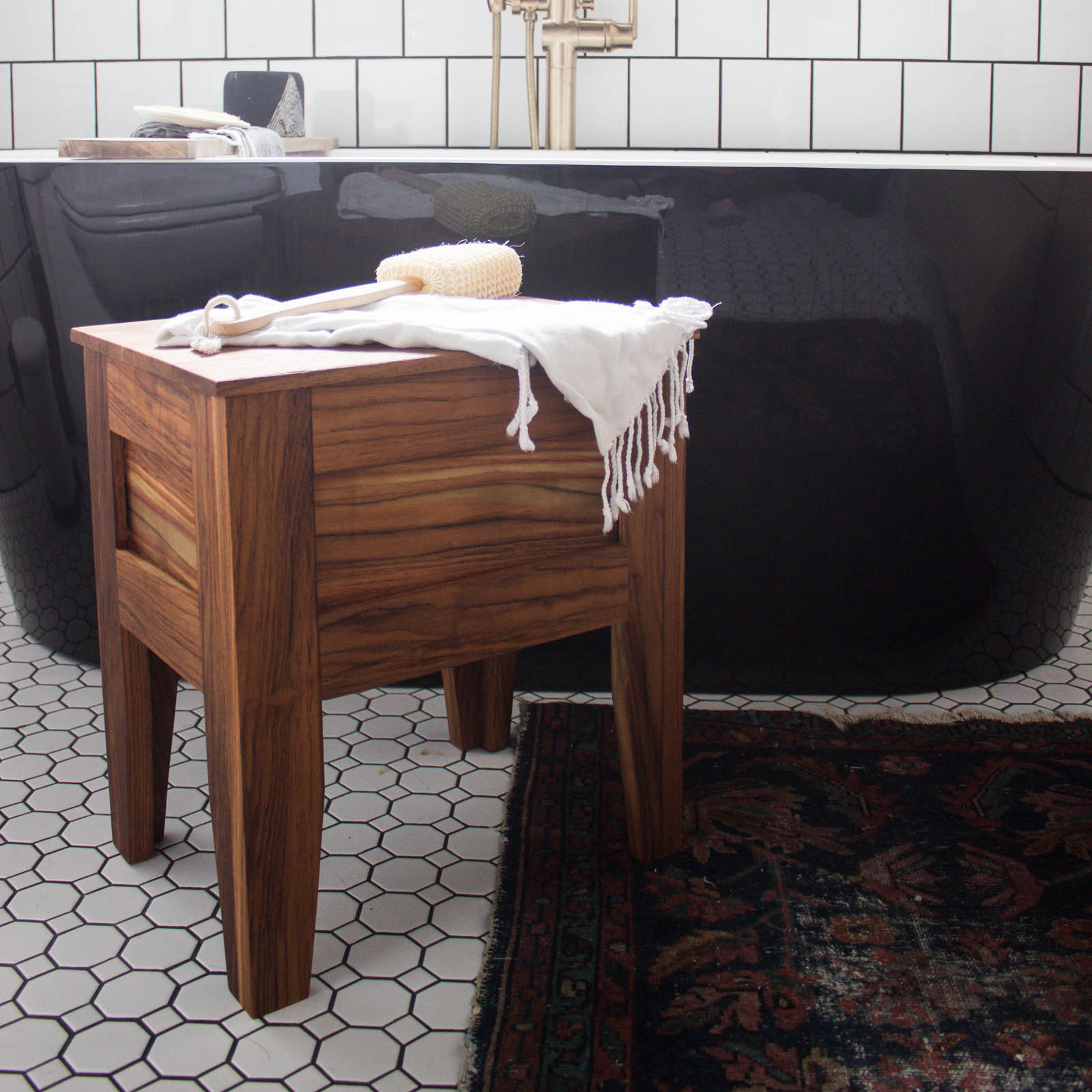 DIY Bathroom Stool [with hidden bath toy storage!] Love Create Celebrate