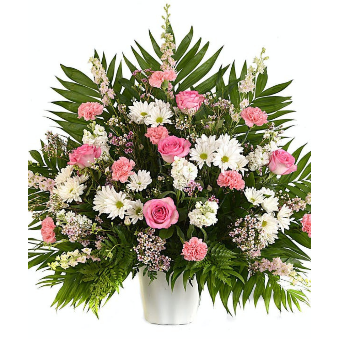 S041 Funeral Flowers Miami Flores para FuneralSimply Serene Pink