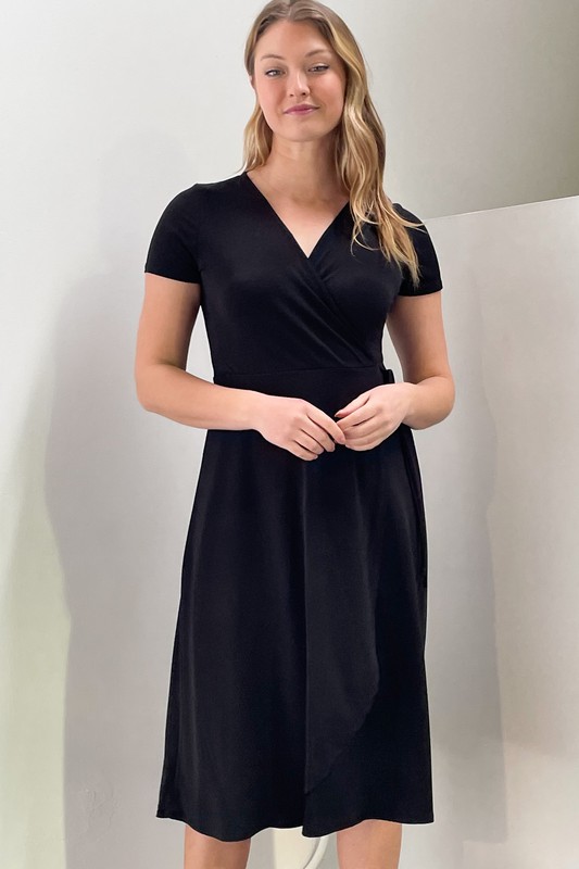 Navy Wrap Dress Hello Boutique