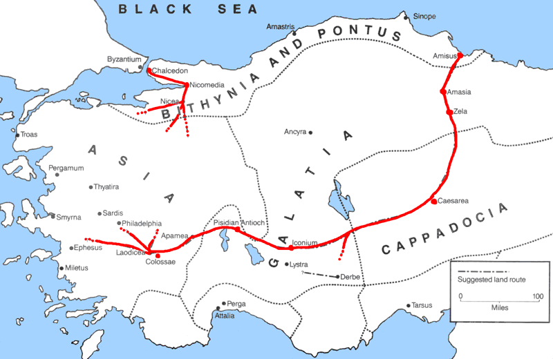 Map of possible circulation of 1 Peter